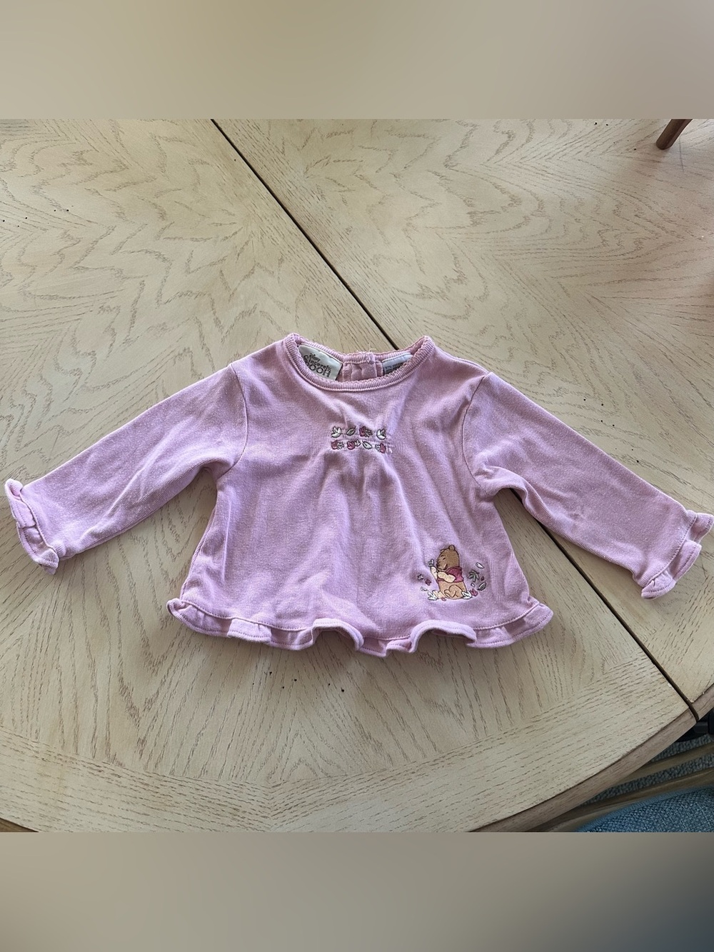 Vintage Y2K VTG Disney Sincerely Pooh Winnie the Pooh Pink Ruffle Top 12M